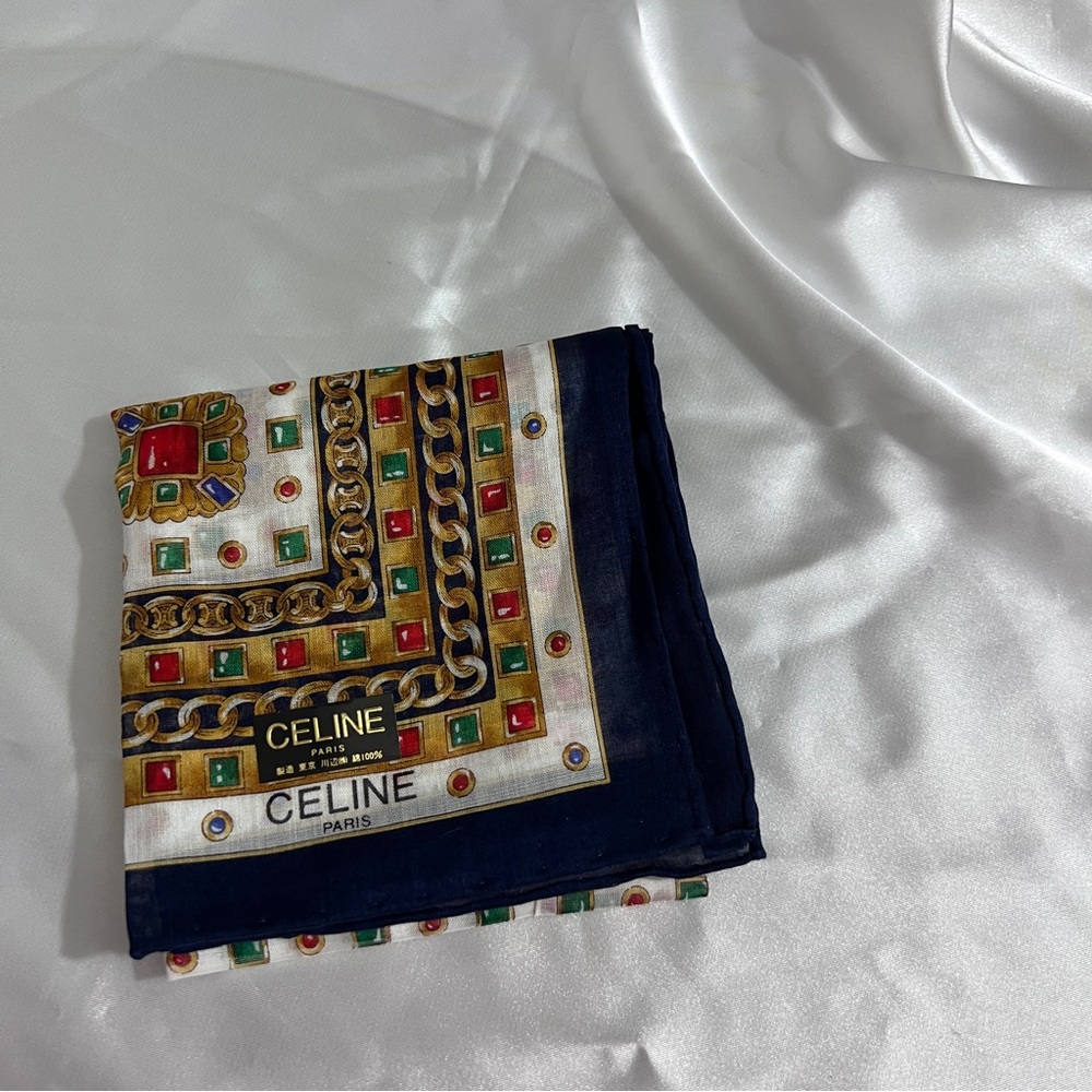 Authentic💖Celine handkerchief, Scarves.Navy